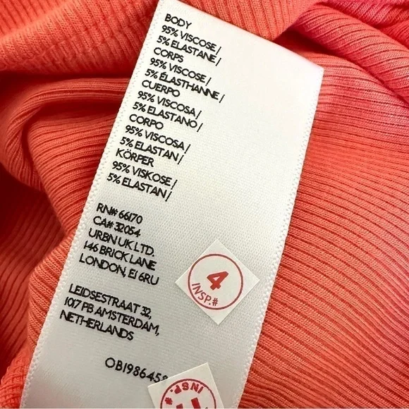 Silence + Noise Rebel Ribbed Coral Halter V-Neck Top XS - Picture 9 of 11